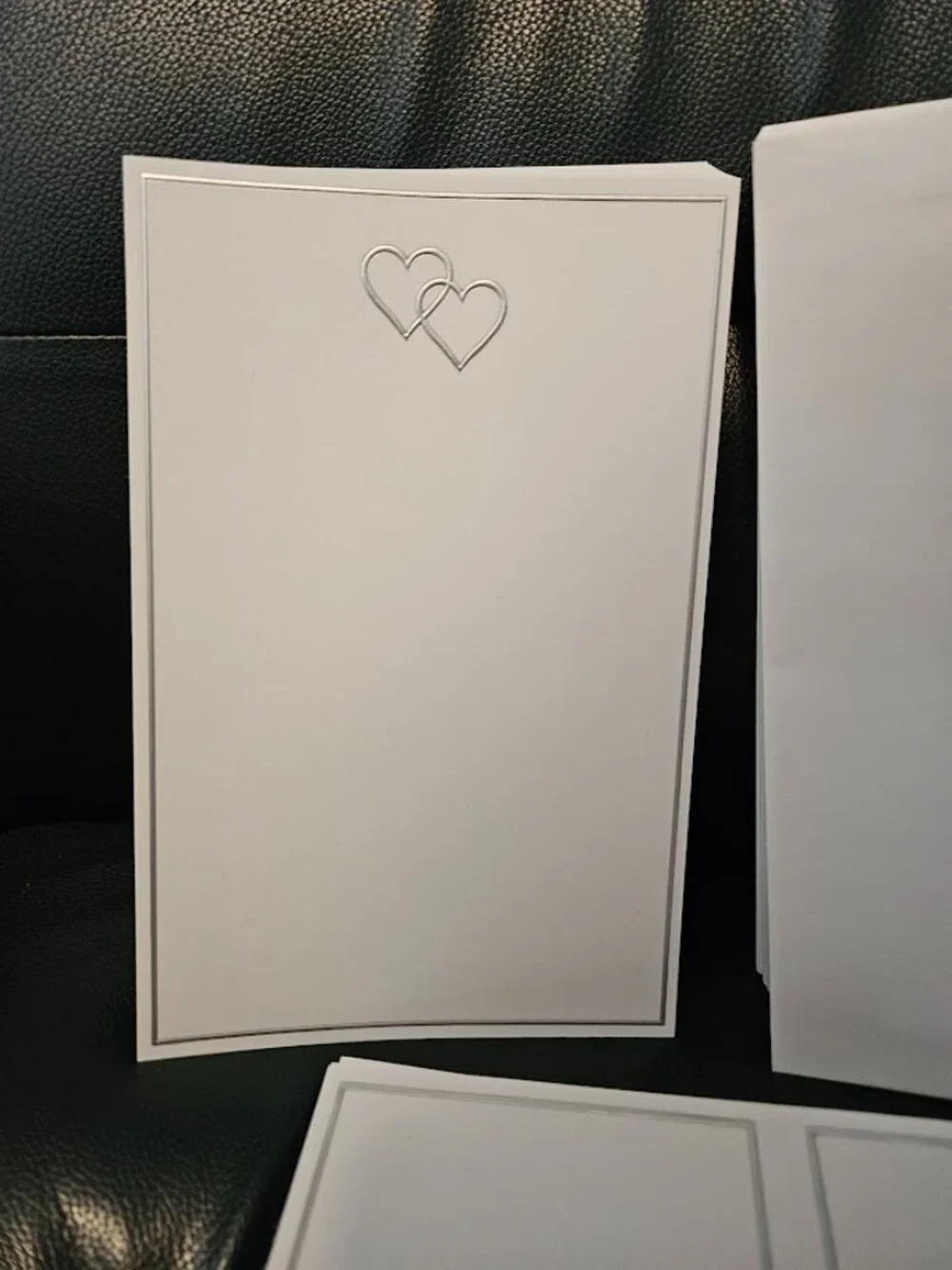 Silver Double Heart Invitation Kit - White Cards